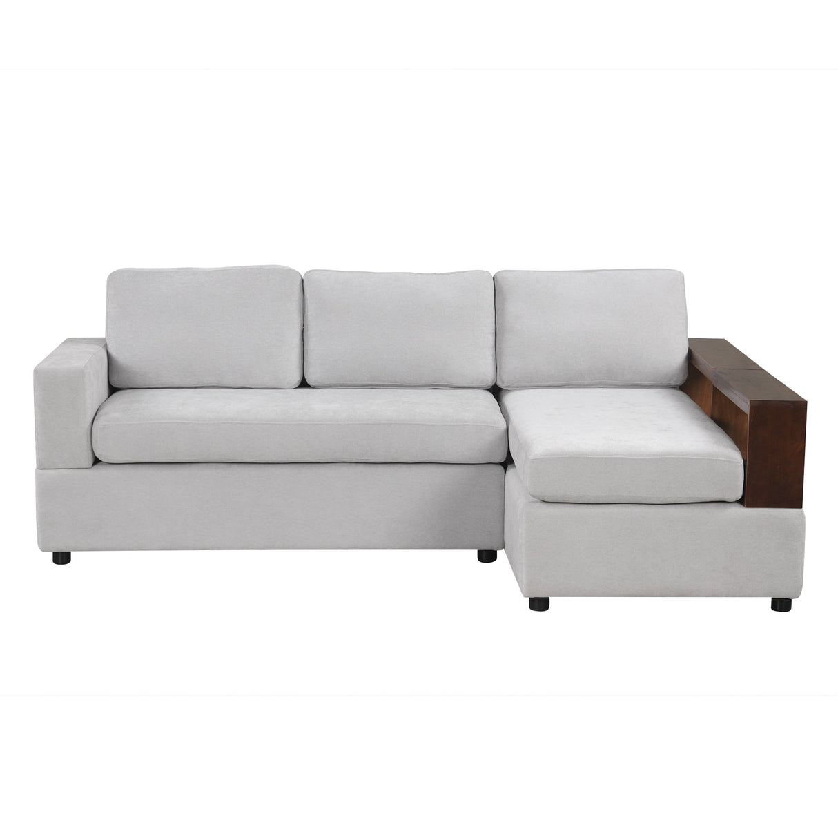 87.4' Sectional Sofa with Reversible Armrests Gray Chenille Upholstery