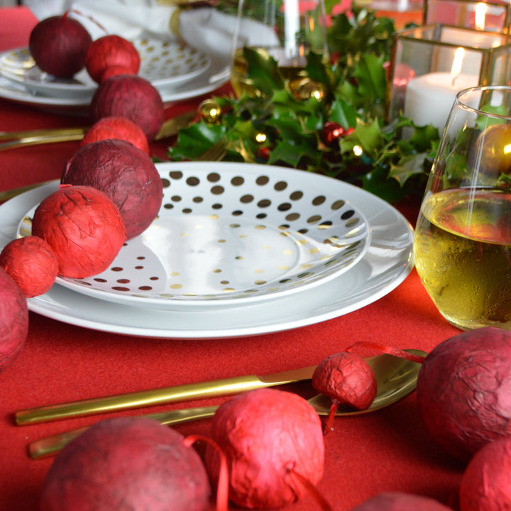 Echo 4 Piece Gold-Polka Dot Coupe Accent Plate Set