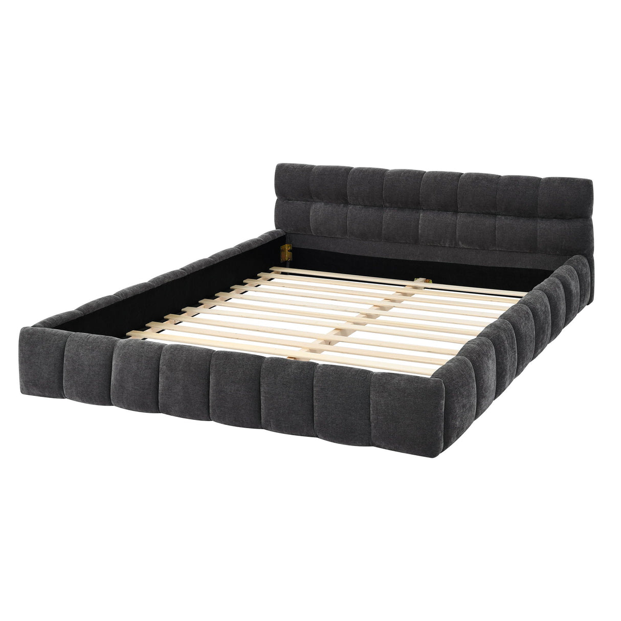 Modern Platform Bed Frame With Thick Fabric