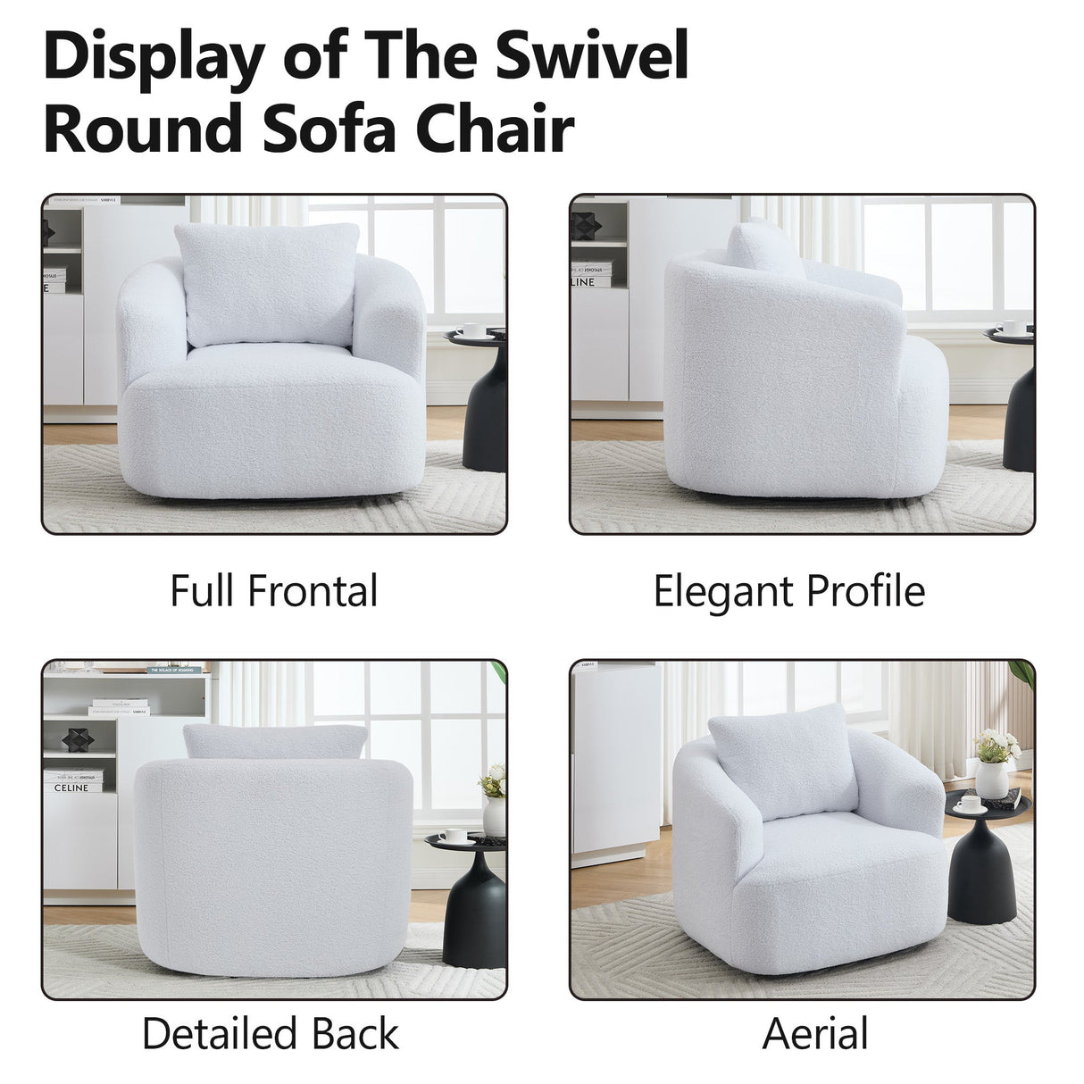 360° Swivel Round Upholstered Comfy Chair