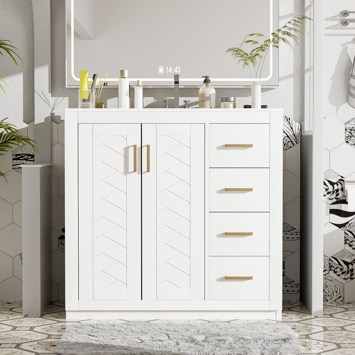 Bathroom Vanity With Sink Combo, Storage Cabinet