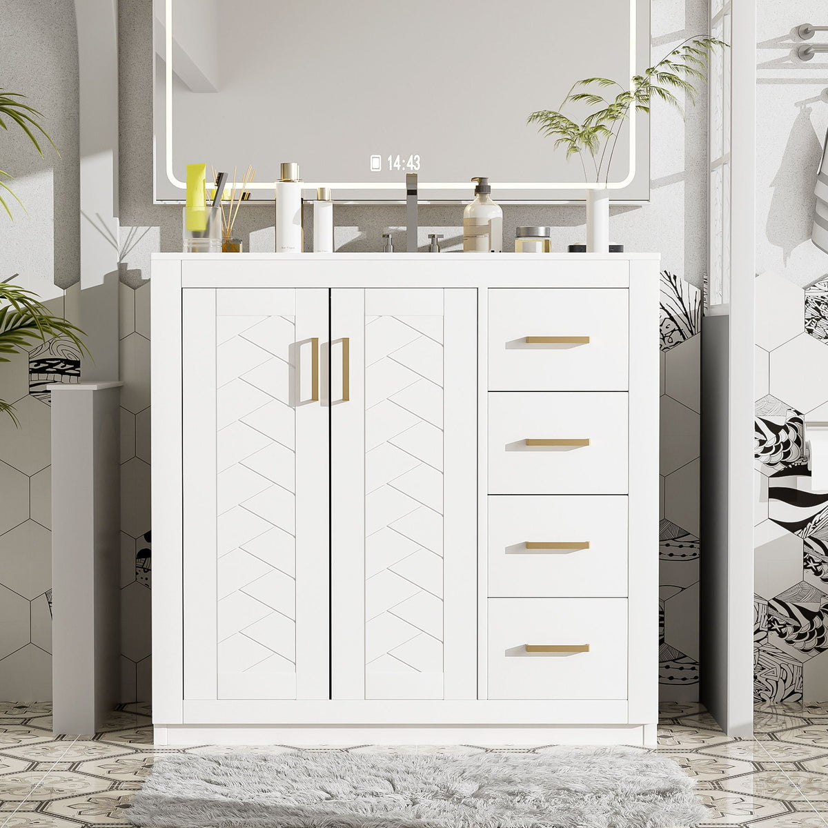 Bathroom Vanity With Sink Combo, Storage Cabinet, Freestanding Set