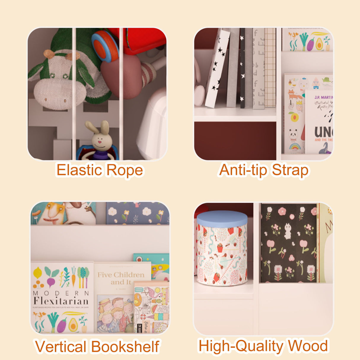 Bookshelf And Toy Storage, 3 Tier Montessori Bookcase With Stuffed Animal Organizer - White