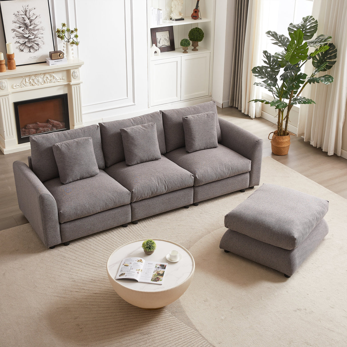 102.2 Inch Combination Modular Sofa with OttomanGrey