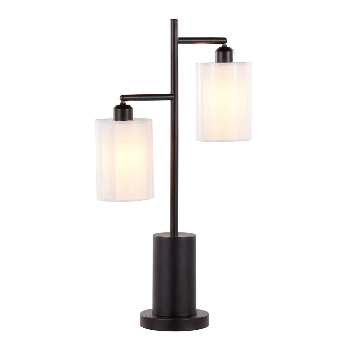 Cannes Contemporary Table Lamp in Black Metal with White Shades