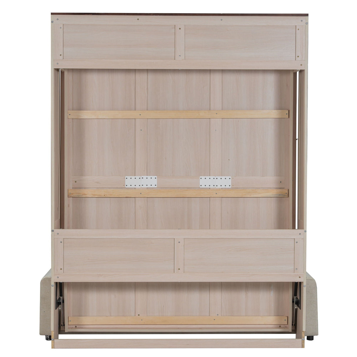 Queen Size Murphy Bed With Sofa And LED - Beige