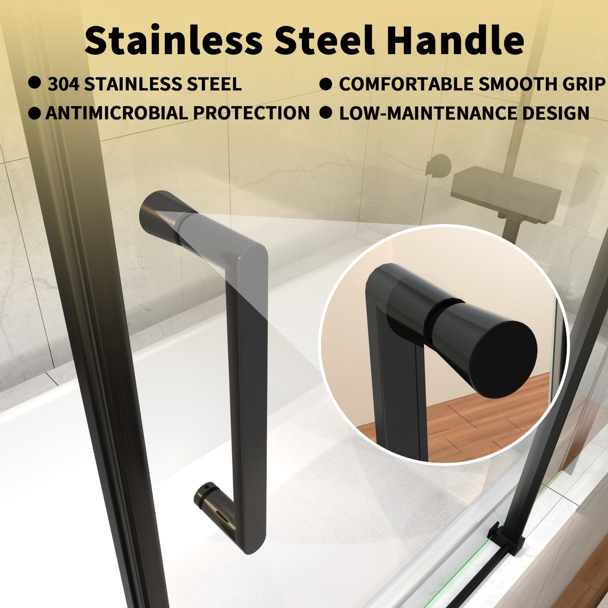 Mod Semi-Frameless Sliding Bathtub Door in Matte Black