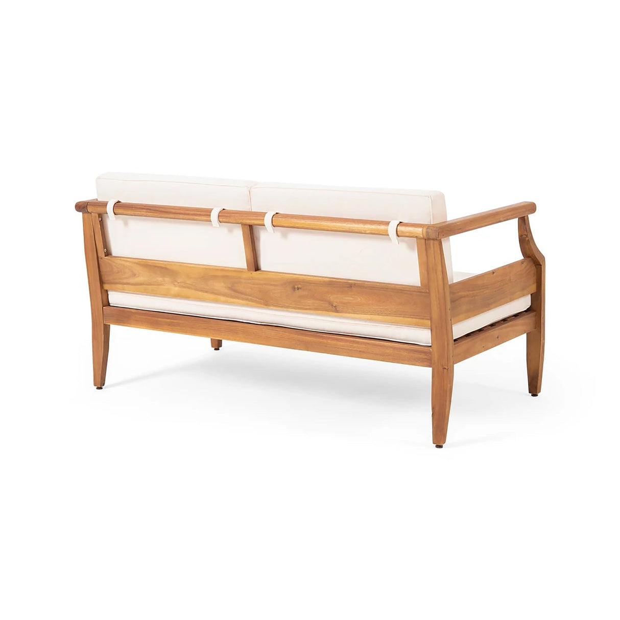 Alluvion Teak 4-Piece Wood Outdoor Patio Conversation Set with Cream Cushions