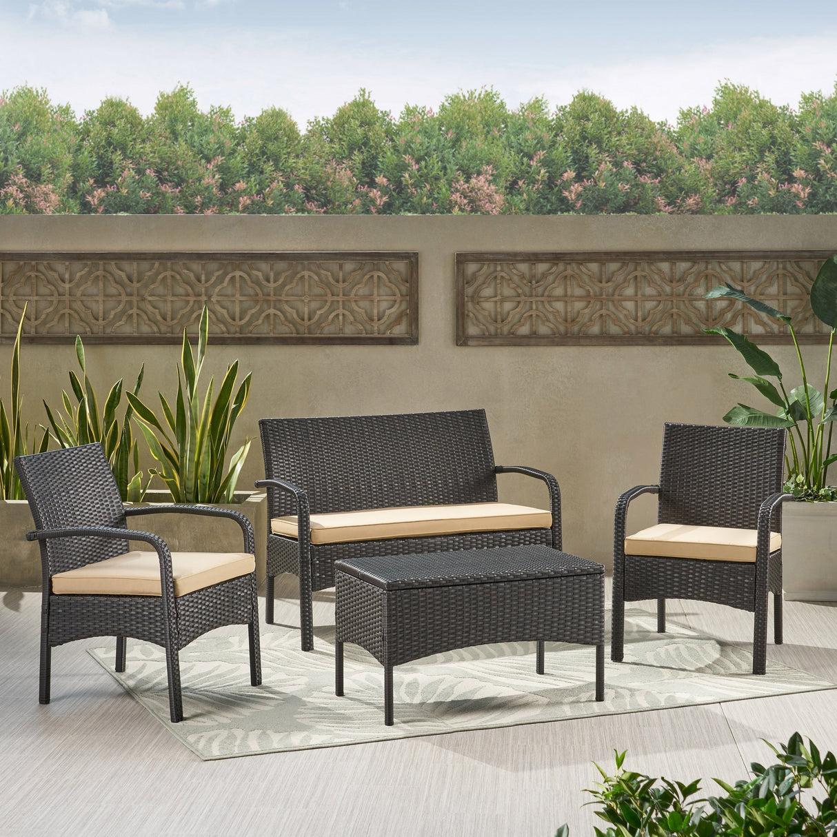 Four Piece Cordoba Outdoor Chat Set by Christopher Knight Home