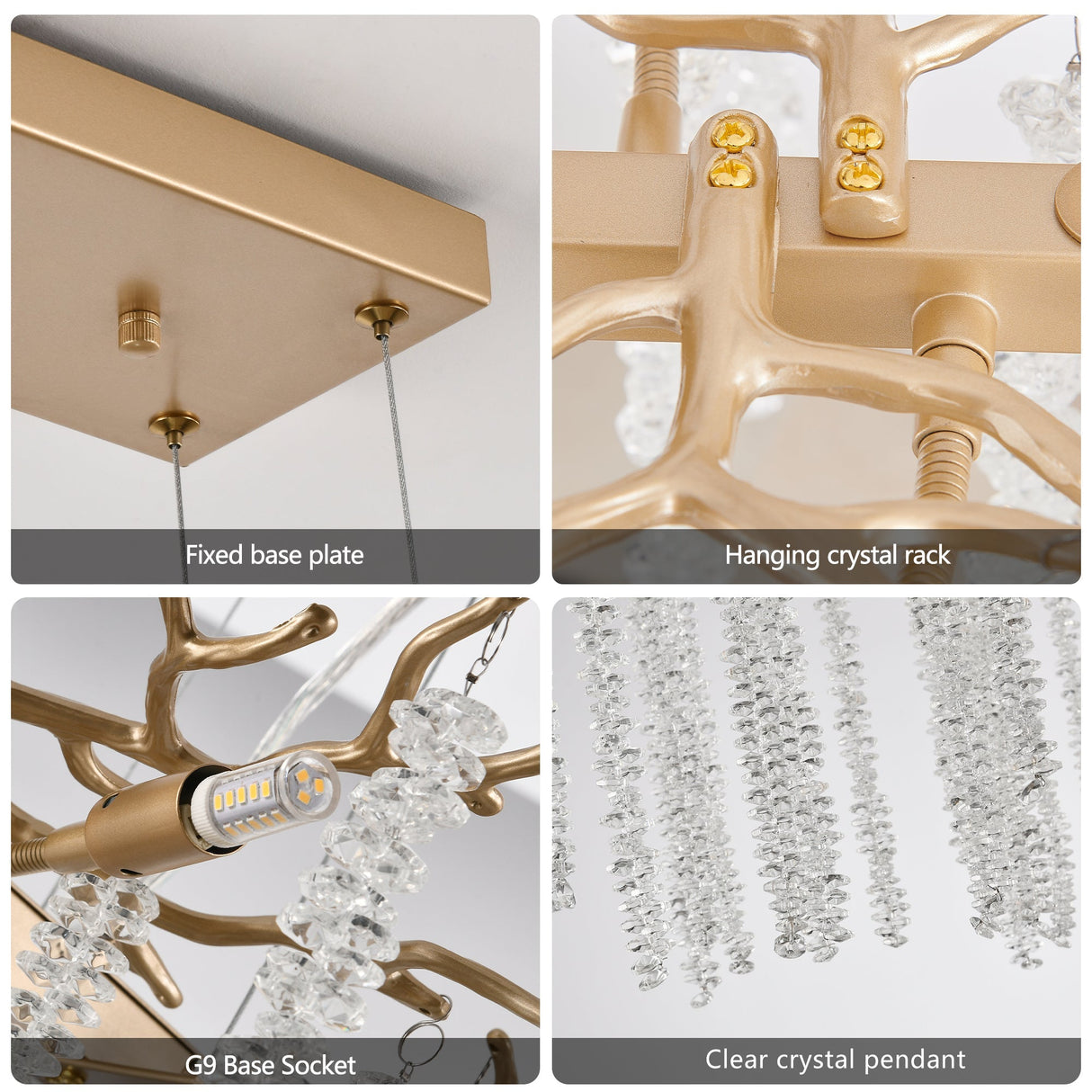 39-inch Modern Golden Pendant Light with Cascading Crystal Strands