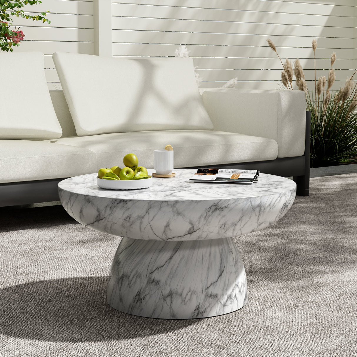 MGO Faux Marble Coffee Table for Both Indoor and Outdoor Use