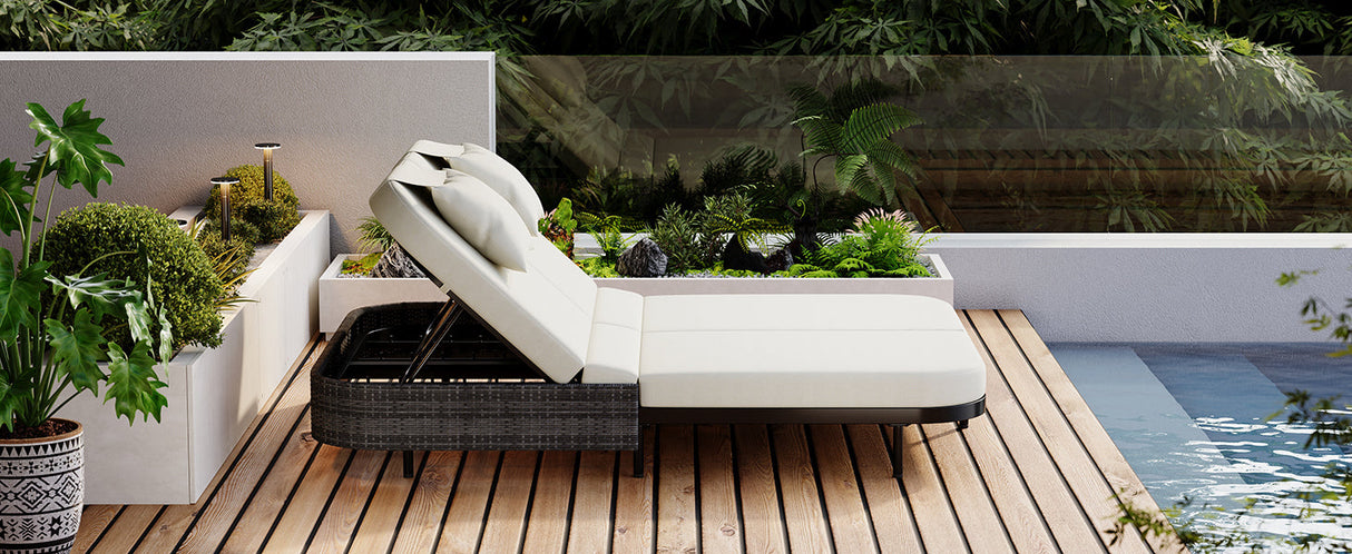 TREXM Outdoor Daybed with Adjustable Backrest