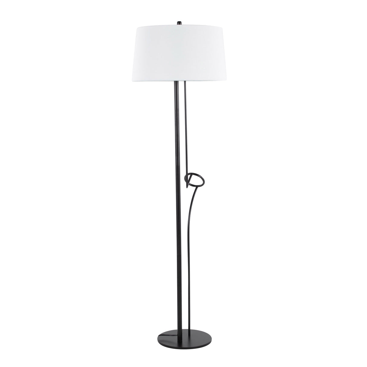 Shadow Contemporary Floor Lamp in Black Steel with White Linen Shade