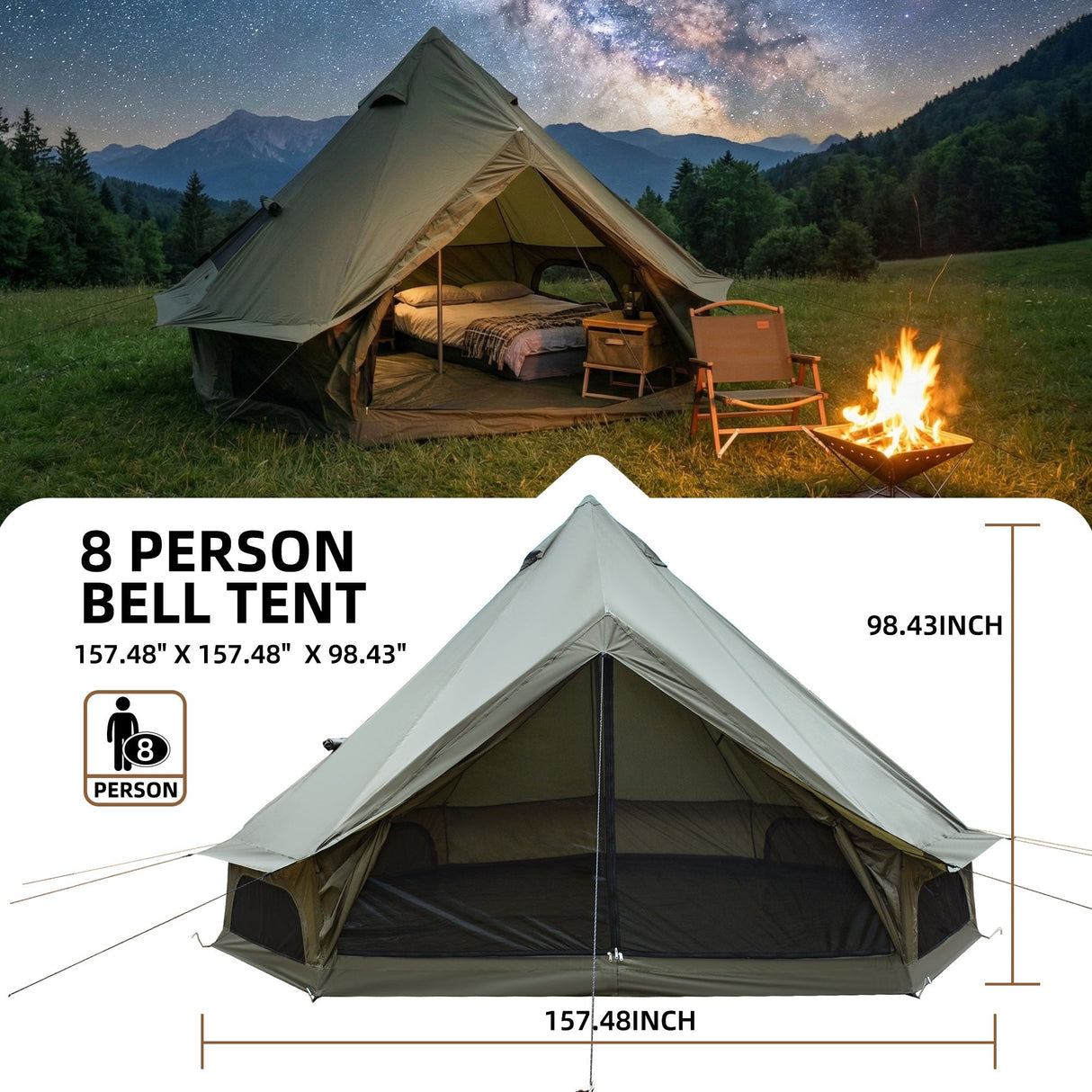 4 Season Bell Tent 13.1FT