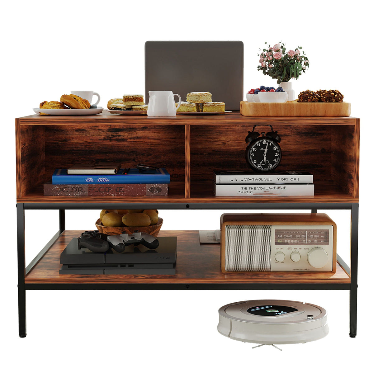 Flip-Top Coffee Table With Storage Lift-Top Design With Hidden Compartment - Black