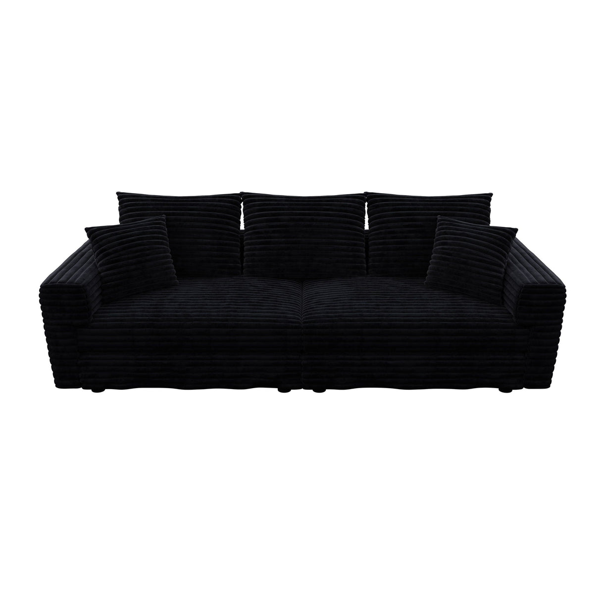 Deep Seat Convertible Sofa With Soft Pillows And Ottomans