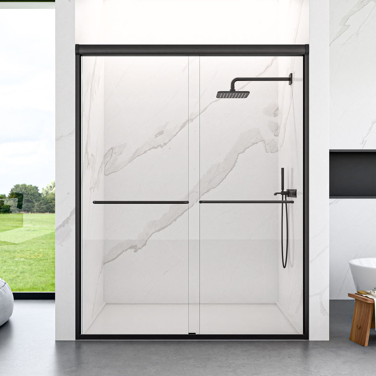 Modern Semi Frameless Double Sliding Shower Door