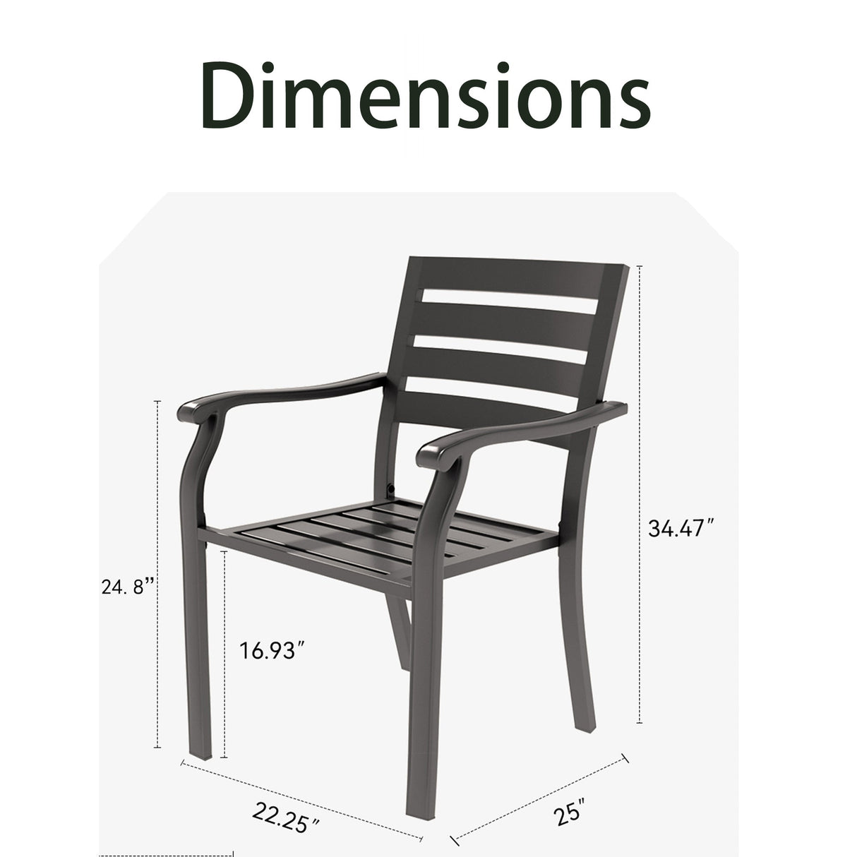 VRSHWO Iron Terrace Dining Chairs Set of 2 - Black