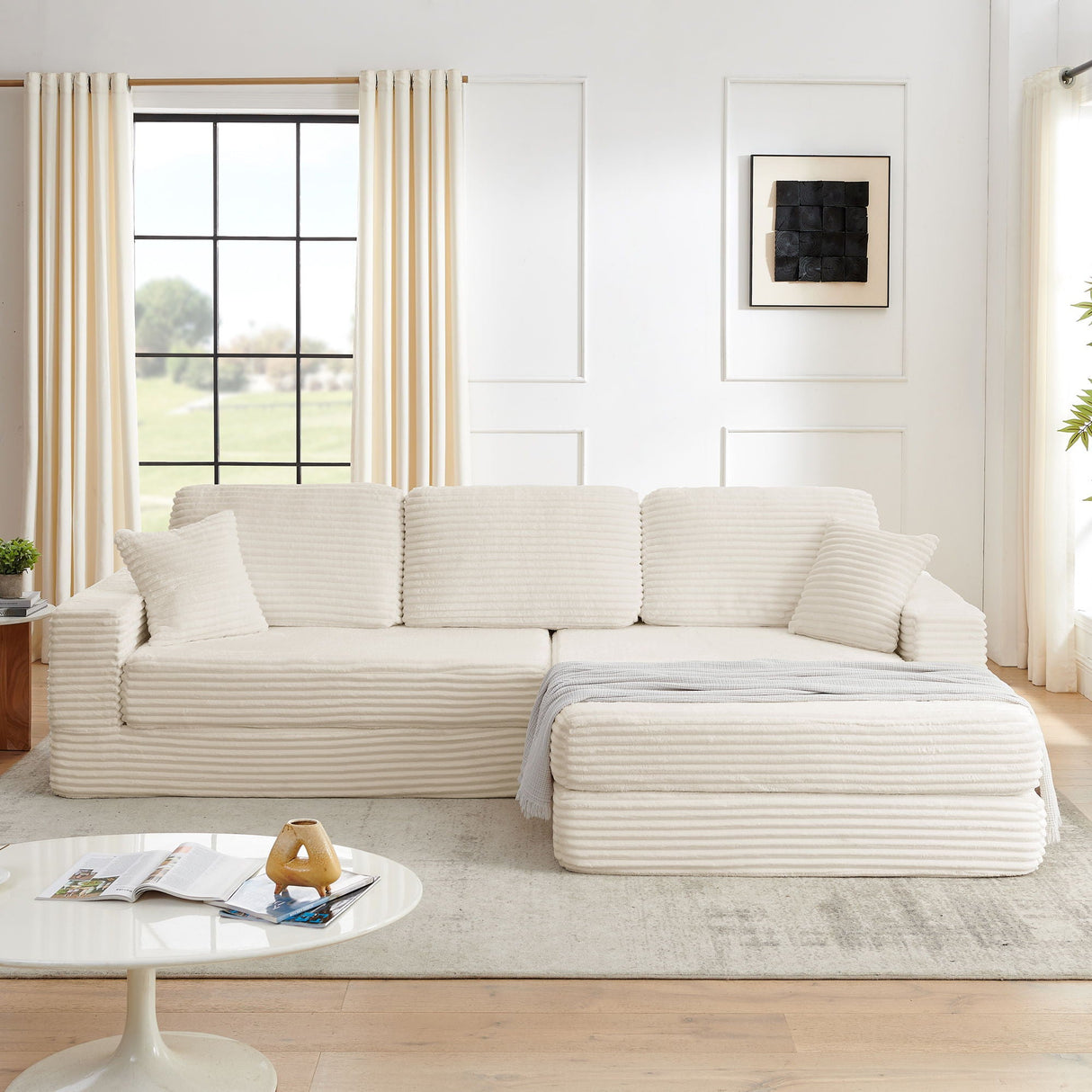 Modern Minimalist L Shape Modular Sectional Sofa, Couch