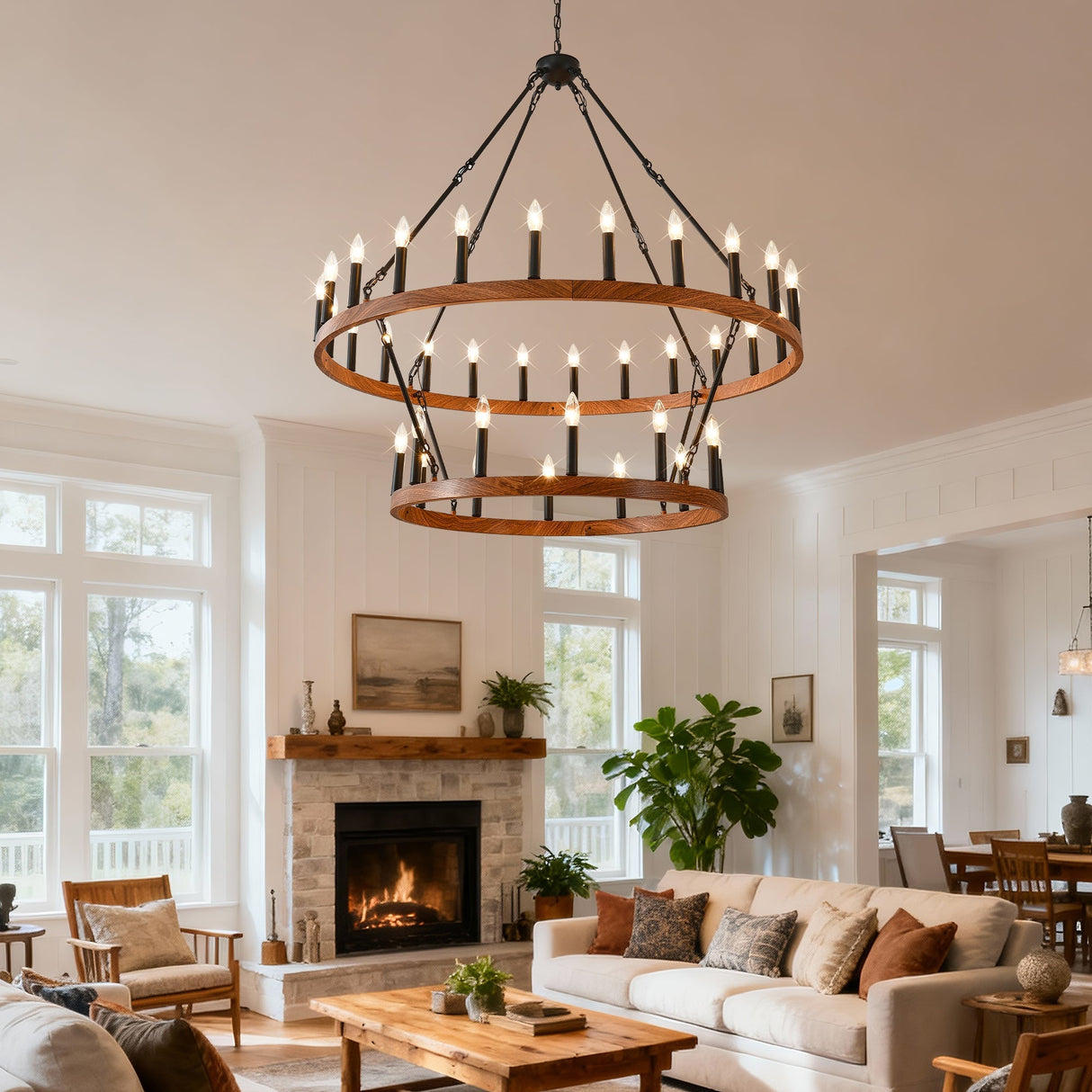 47.24 Inch Large Wagon Wheel Chandelier