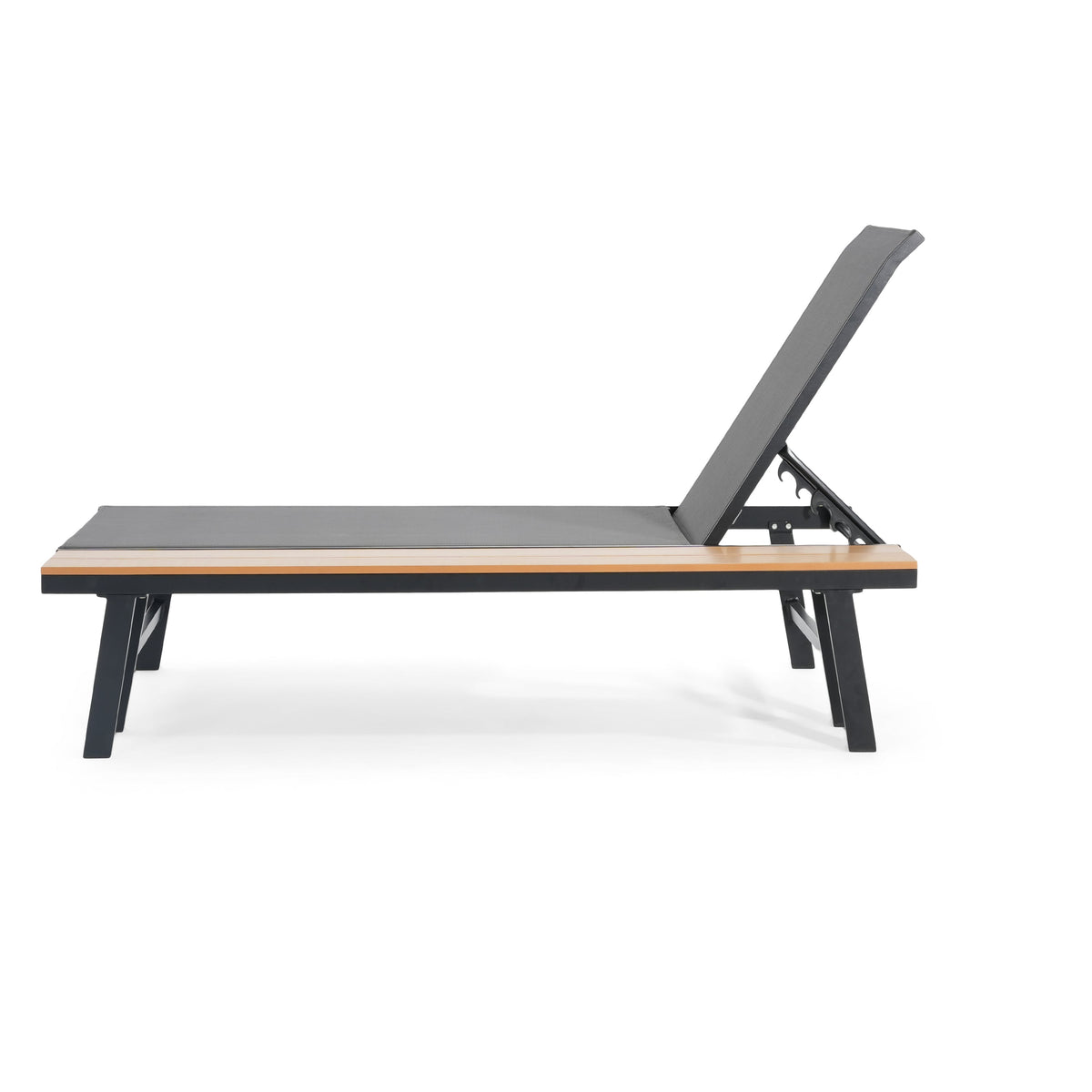 Waterloo Chaise Lounge Set with Attached Wood Side Table - Set of 2