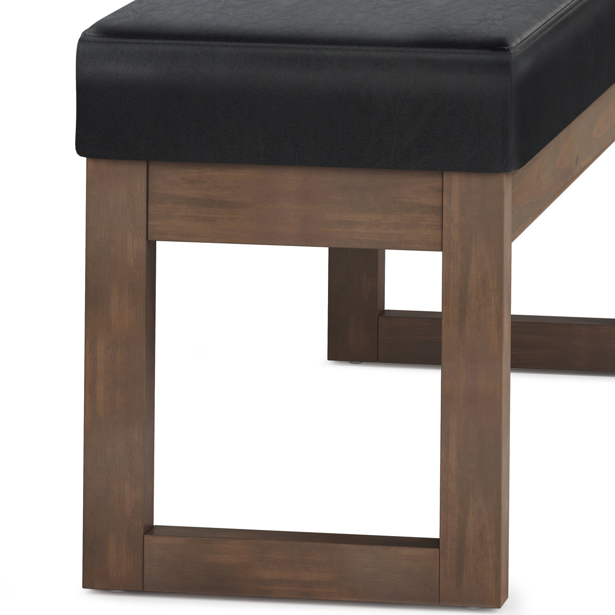 Milltown Large Ottoman Bench with Solid Wood Frame - Midnight Black