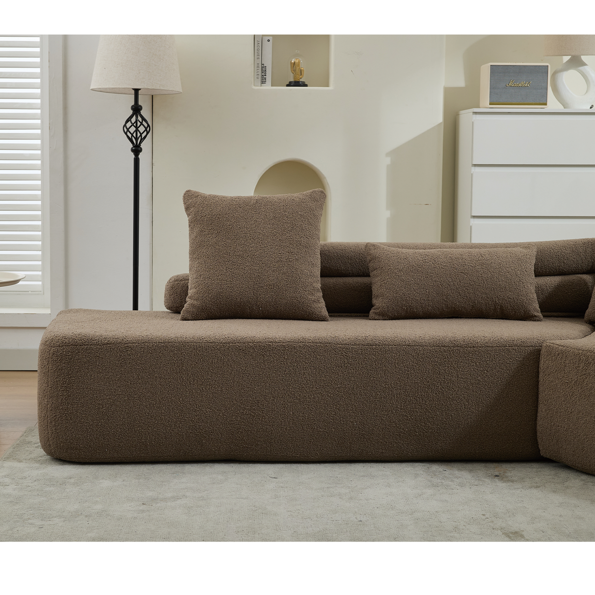 Minimalist Cloud Sectional Couch 4-Seater Brown