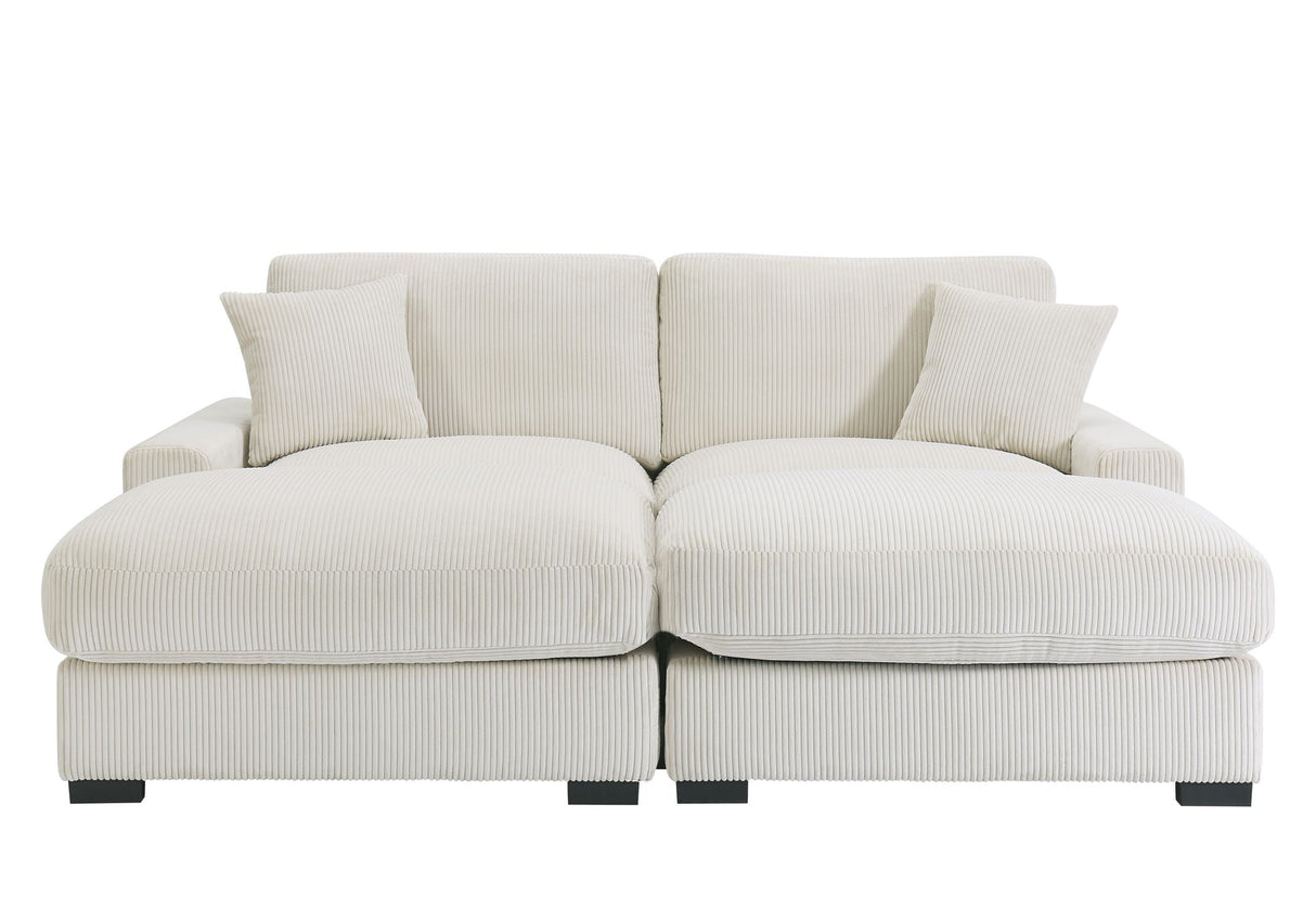 4 Seater Oversized Sectional Sofa With 2 Ottoman And 2 Pillows