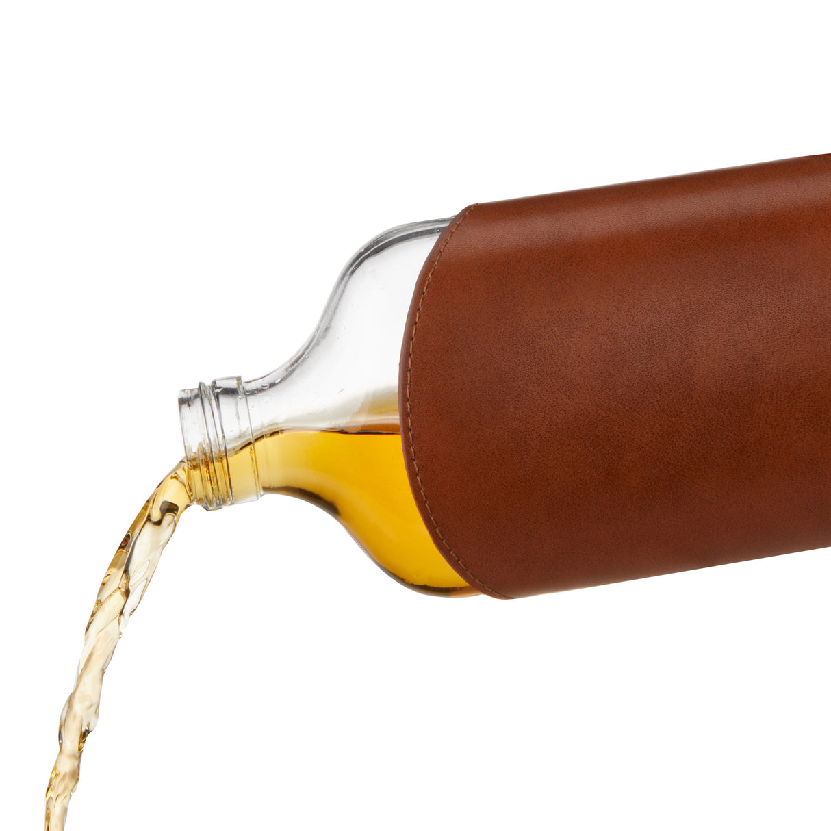 Admiral Parker Leather-Wrapped Glass Flask Viski®