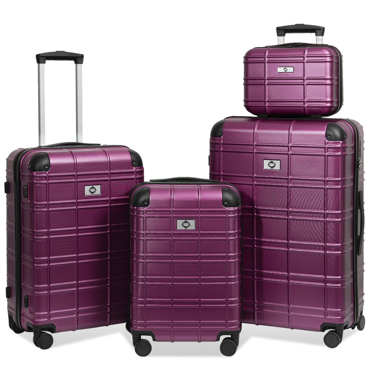Luggage-Sets-ABS+PC-Hardshell-4pcs--Luggage-Hardside-Lightweight-Durable-Suitcase-sets-Spinner-Wheels-Suitcase-with-TSA-Lock-(12/20/24/28),Purple-Luggage-Sets
