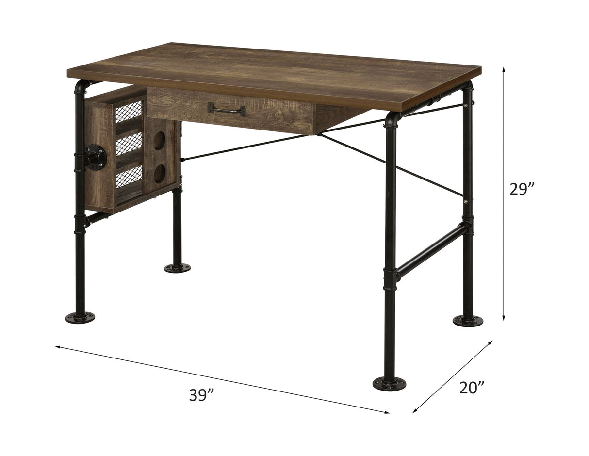 Endang Writing Desk - Weathered Oak / Black