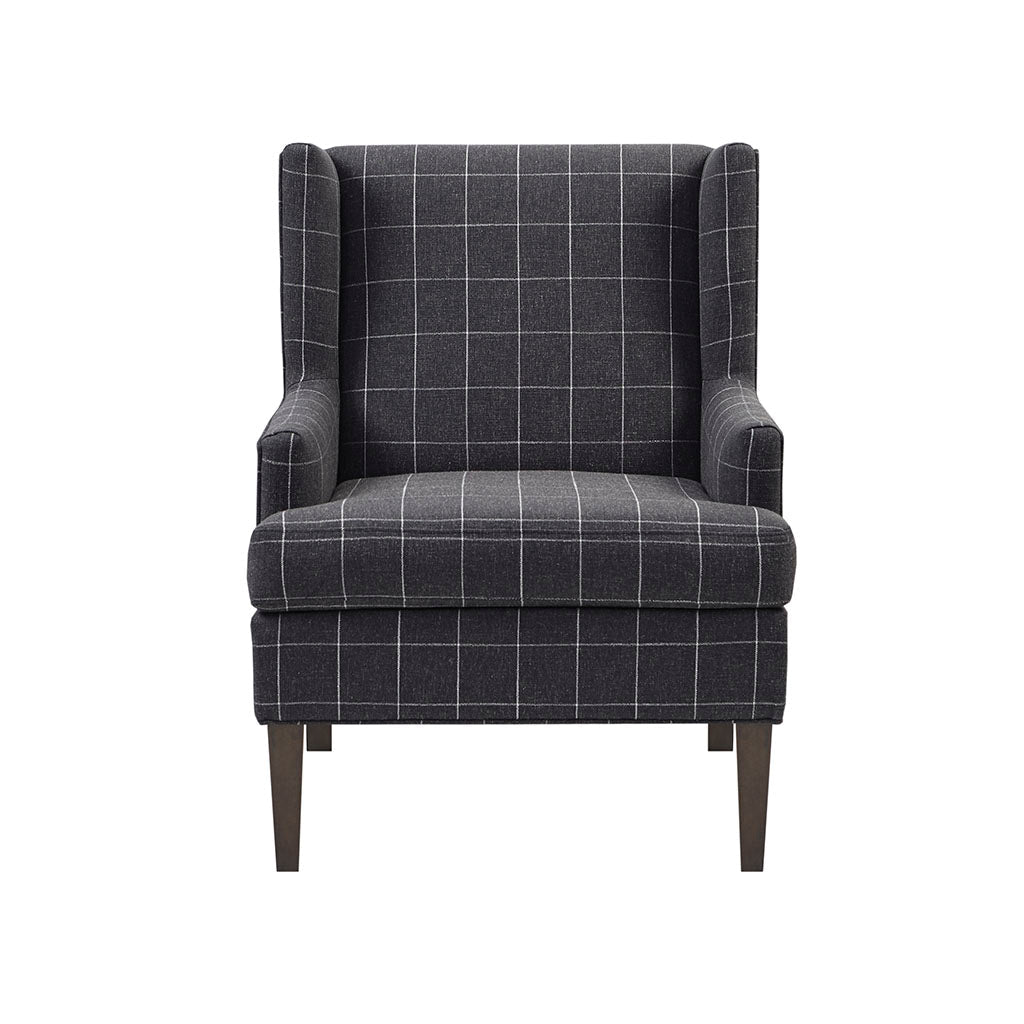 Upholstered Accent Chair with Wing Back and Solid Wood Frame