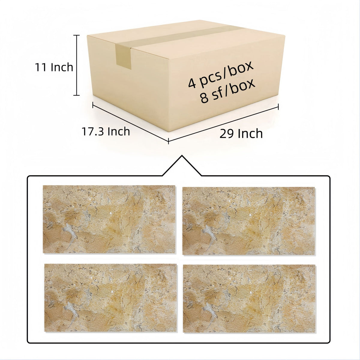 Natural Marble Polished Tile For Wall And Floor (Set of 4)