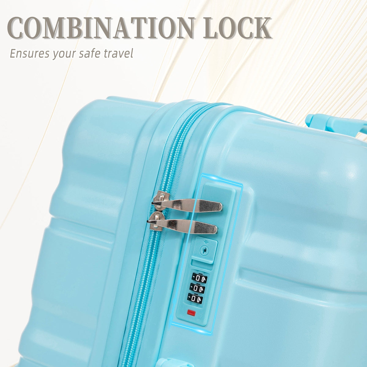 HIFINE Tourist 3-Piece ABS Spinner Wheel Luggage Set (Blue)