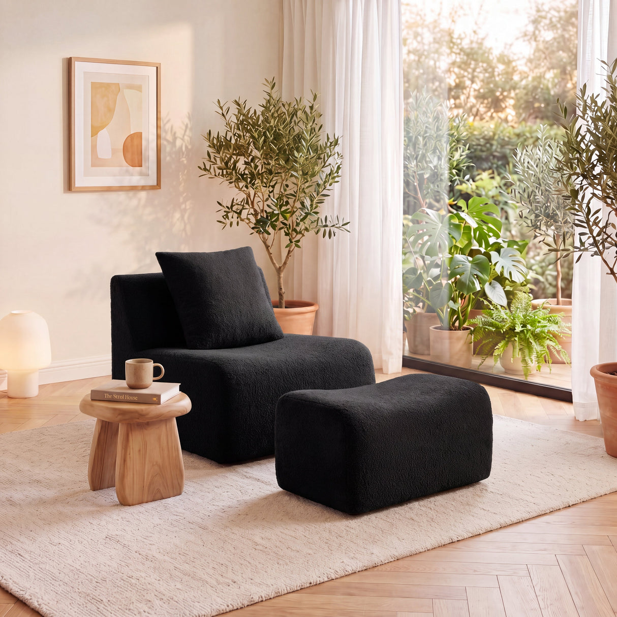 Soft Teddy Fabric Boneless Sofa
