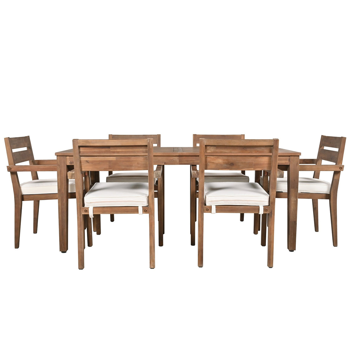 U_Style 7 Pieces Acacia Wood Outdoor Dining Set with Cushions