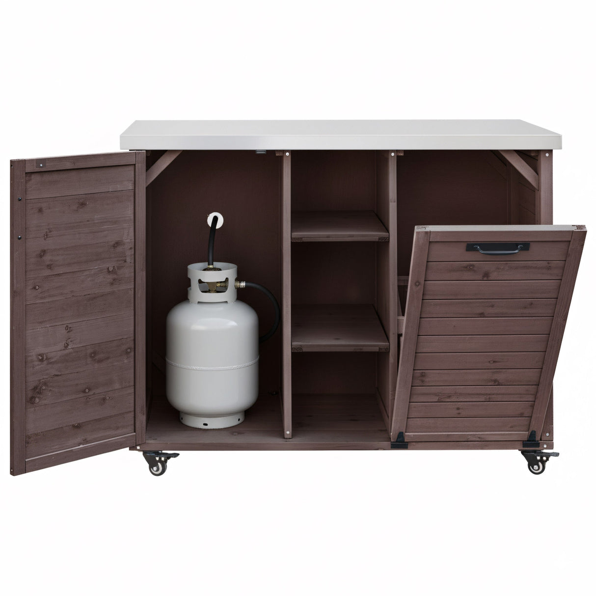 K&K 78.3' Outdoor Kitchen Island with Foldable Grill Table