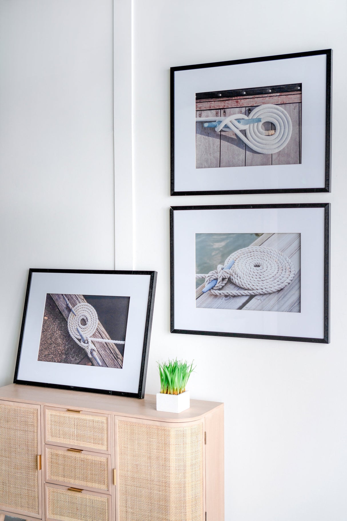 30' x 24' Rope Wall Art with Black Frame, Set of 3