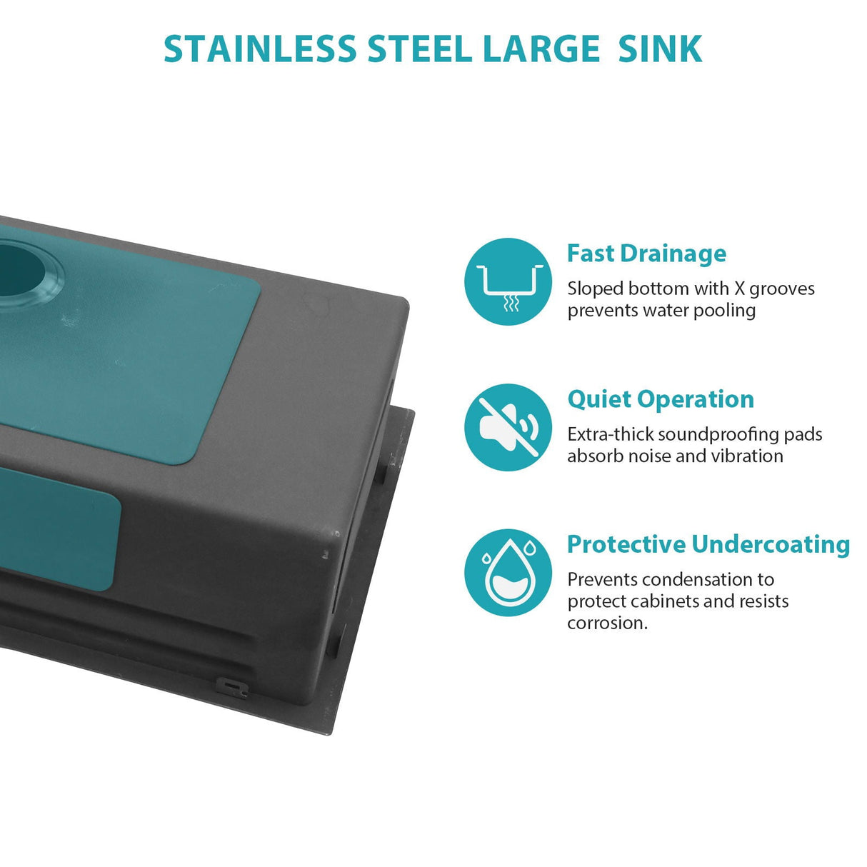 33" Stainless Steel Single Bowl Kitchen Sink With Waterfall Flow