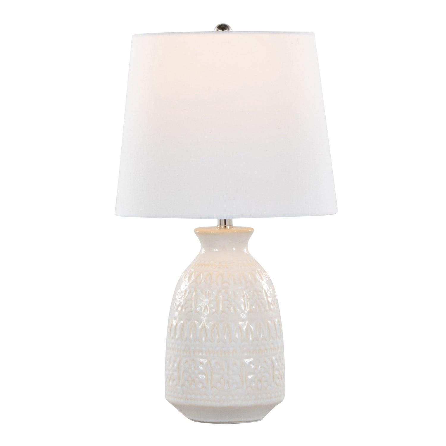 Balconee 20" Ceramic Table Lamp with Vase Shaped Base and Textured Pattern, Set of 2