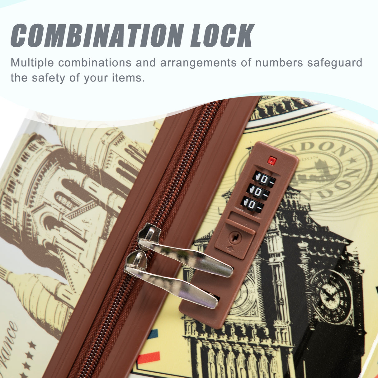 3-Piece PC Spinner Wheel Luggage Set with Printed Pattern