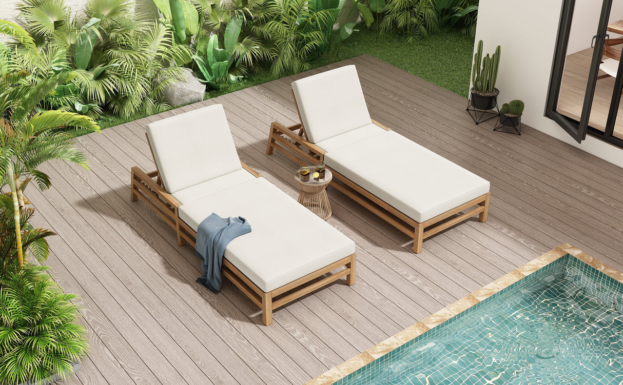 TREXM 5-Position Adjustable Outdoor Chaise Lounge Set of 2