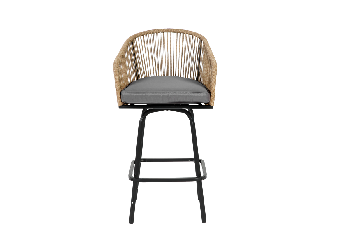 All-Weather Bar Stools with Elegant Woven Detailing – Set of Four