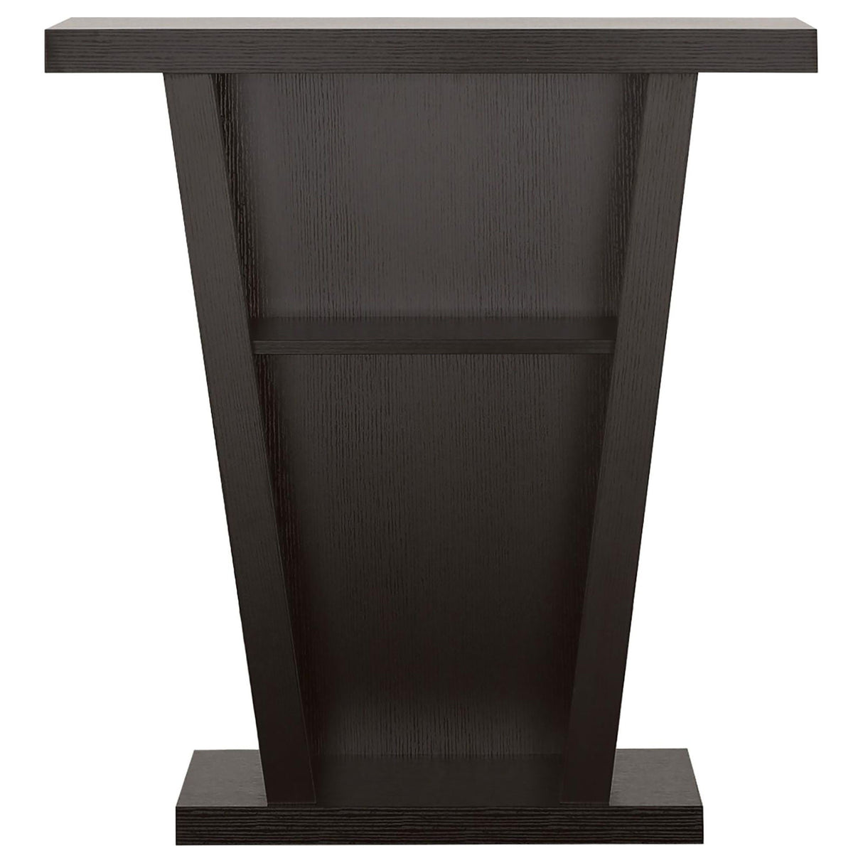 2 Shelf Console Table With V Shape Design - Brown