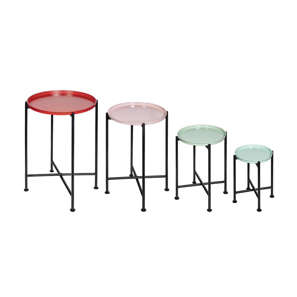 Set of 4 Multicolor Round Nesting Plant Stands