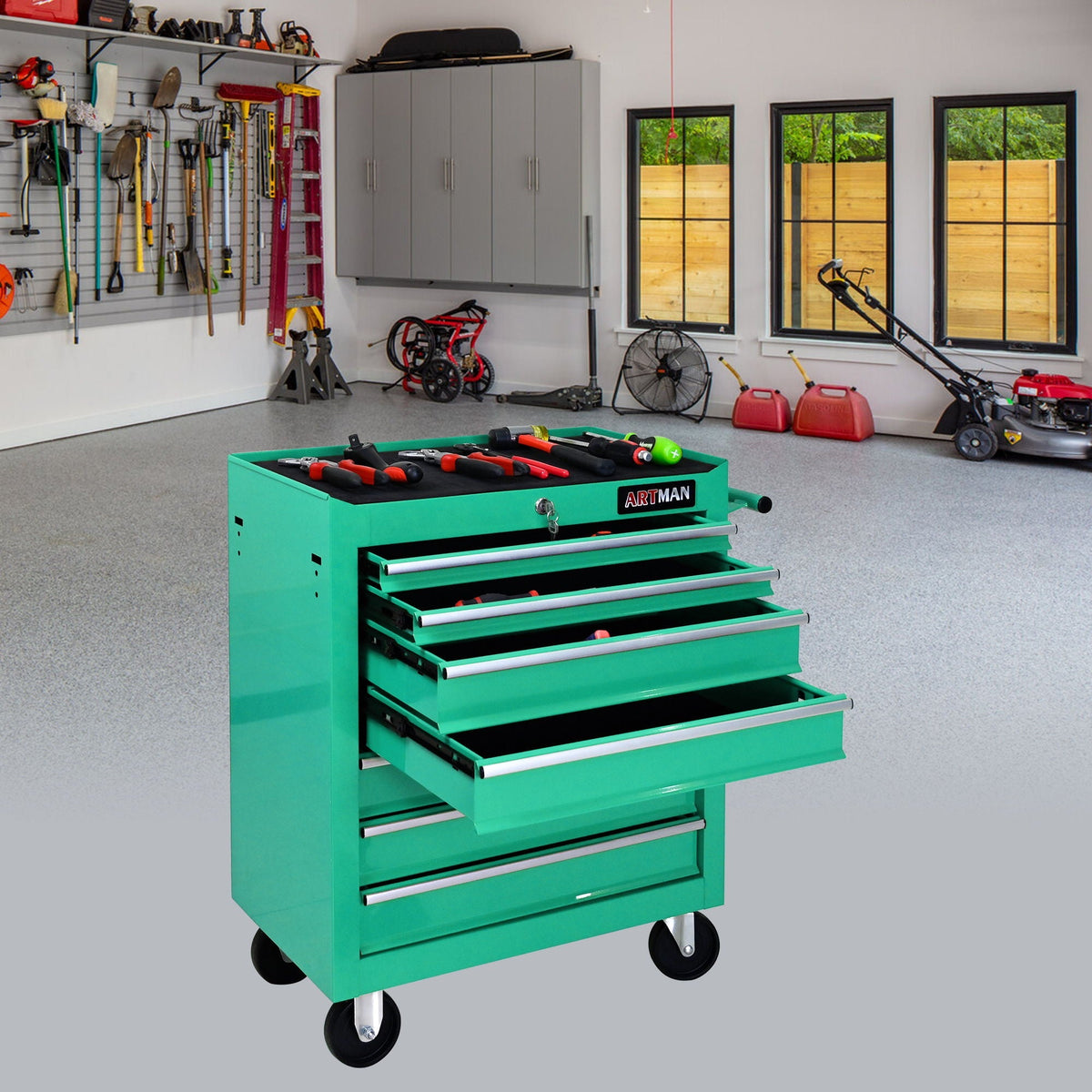 Multifunctional Tool Cart With Wheels And Drawers