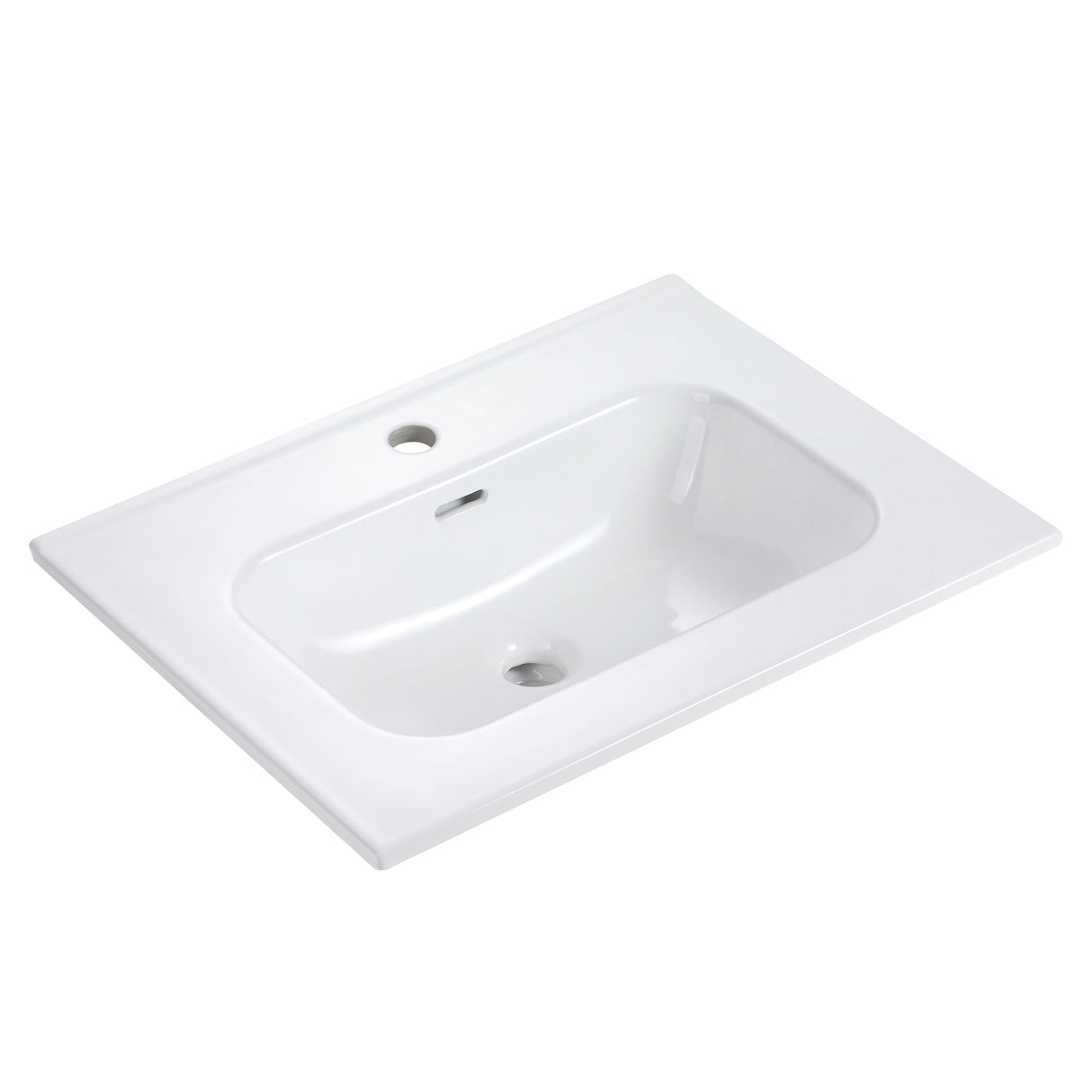 Glossy White Ceramic Integrated Sink