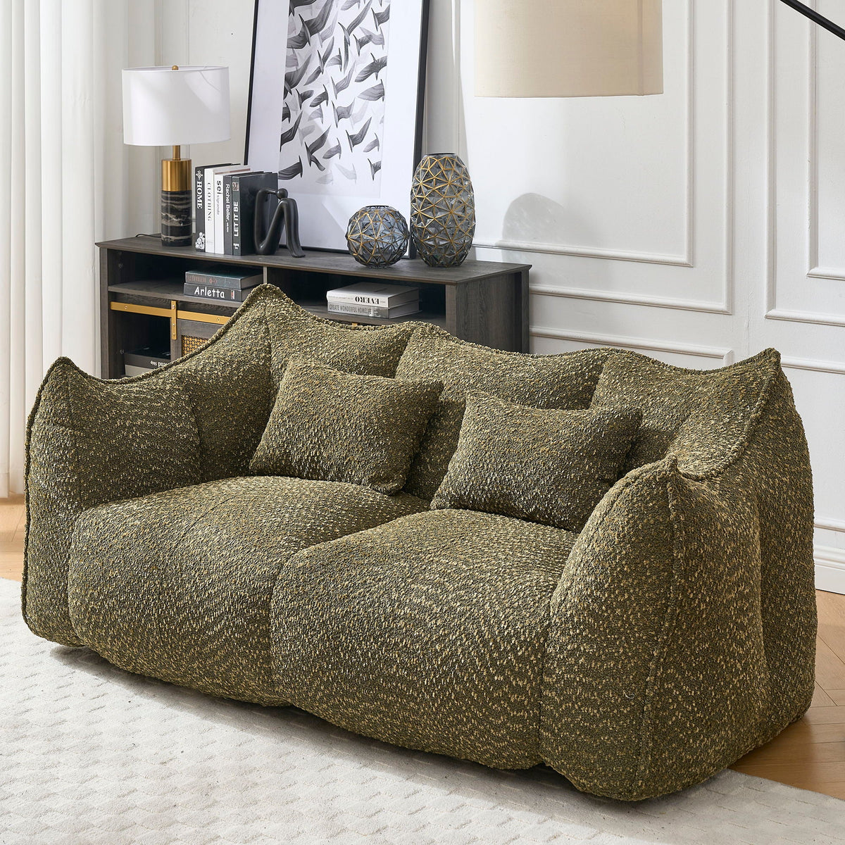 Comfortable Dual Beanbag Chair With High Resilience Foam Core For 2 People