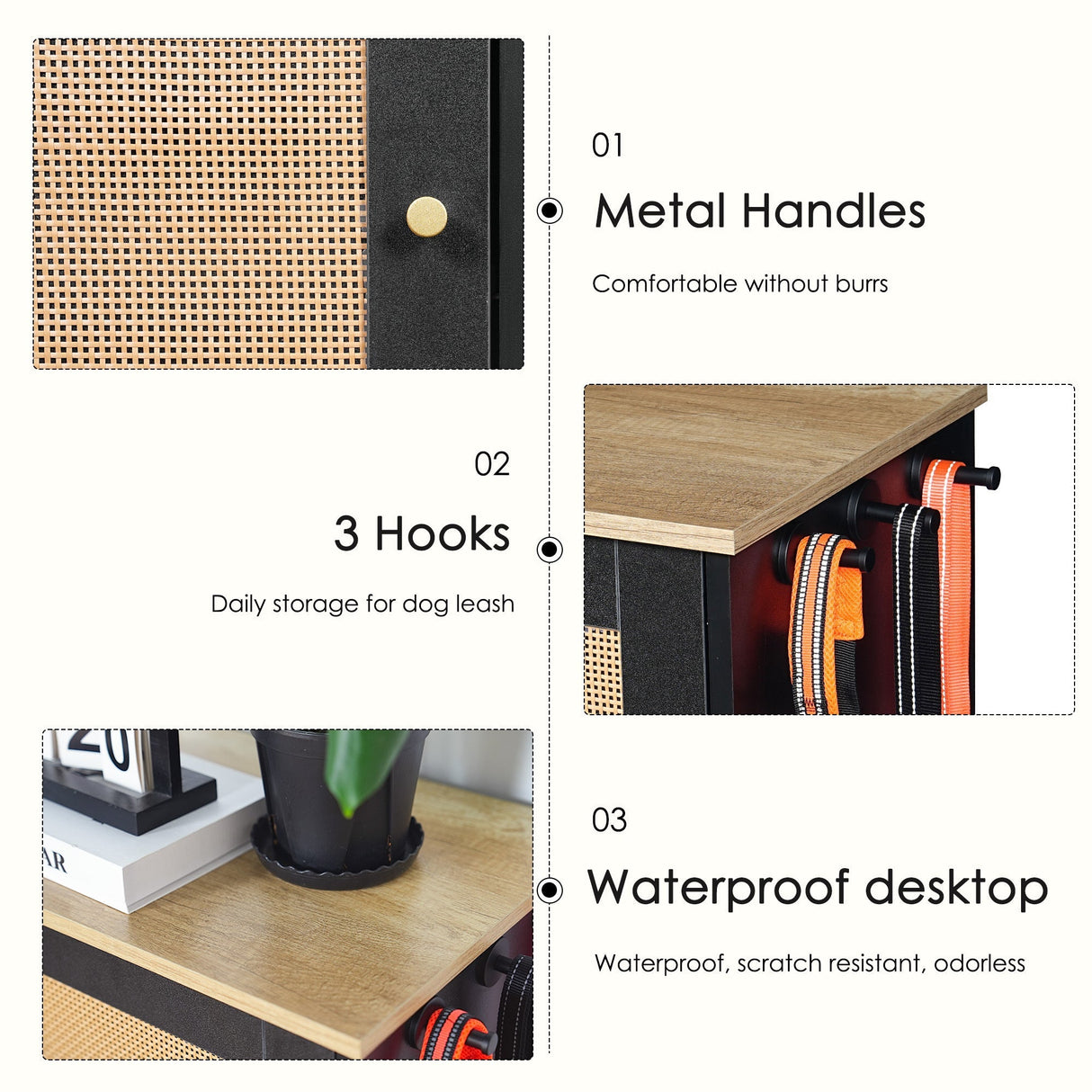 Feeding Station with 1 Storage Cabinet Black