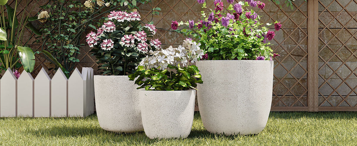 U_Style Lightweight Matte Textured MGO Outdoor Indoor Flower Pot Set of 3